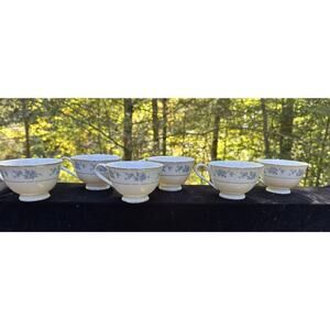 Vintage Japan Hampton China Coffee Tea Cups BLUE Florals SHEFFIELD -10/3/23